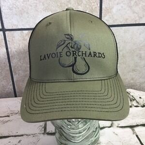 Lavoie Orchards Hat Mens Snapback Army Green Mesh Trucker Style Ball Cap